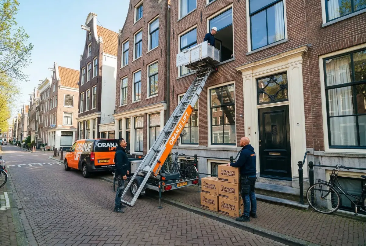 Aanhangerlift voor verhuizing in smalle straat Tilburg
