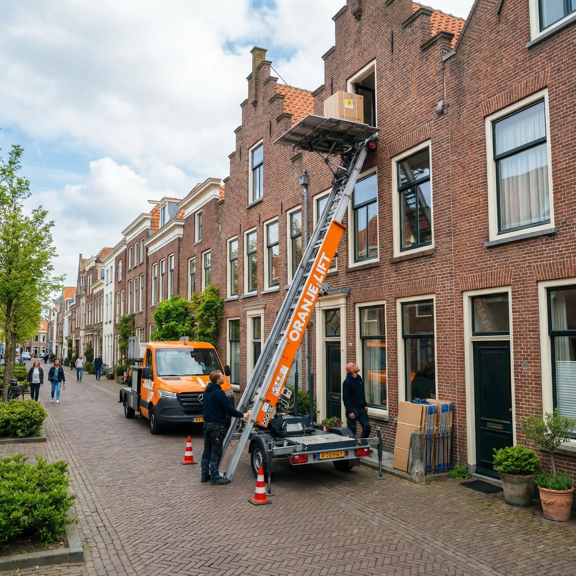 Aanhangerlift in gebruik bij woning in Tilburg